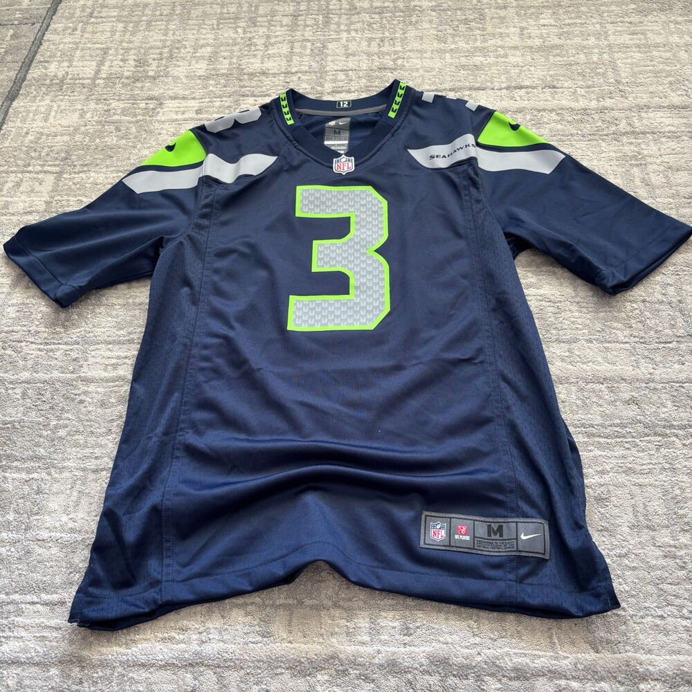 Nike NFL Seattle Seahawks Russell Wilson #3 Jersey Mens Medium Navy Blue